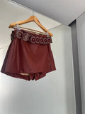 Short Saia Couro Eco Com Cinto Boho - LANÇAMENTO