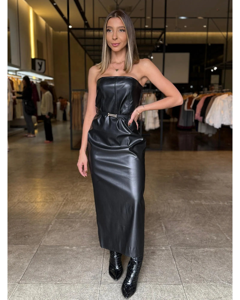 Vestido Mid Couro - LANÇAMENTO