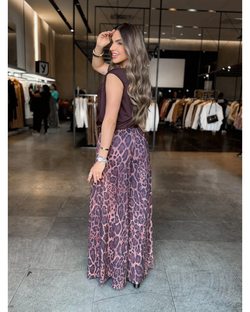 Calça Pantalona Animal Print - LANÇAMENTO