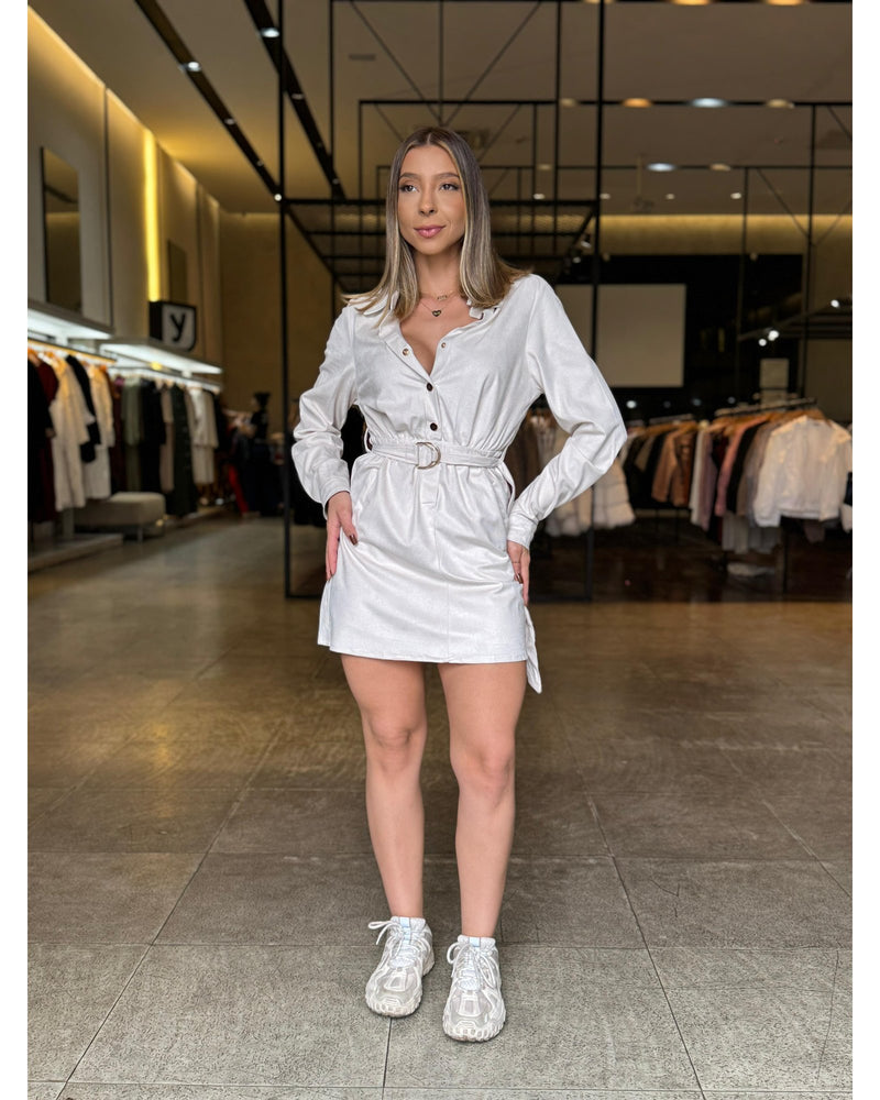 Vestido Curto Suede Manga Longa - LANÇAMENTO